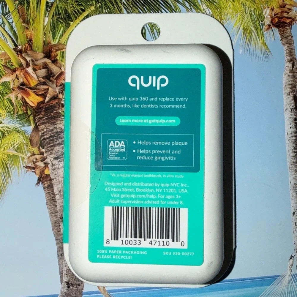 Quip 360 Oscillating Brush Head Replacement 2 Pack Black Soft Bristles